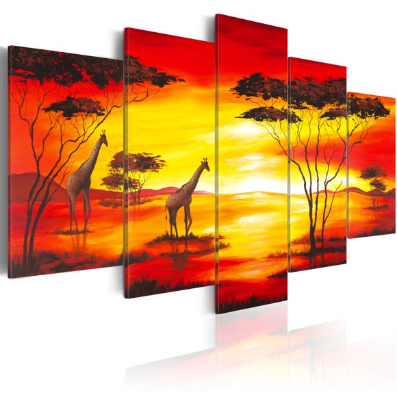 artgeist Canvas Wall Art Print Africa 40x20 in - 5pcs Home Decor Framed Stretched Picture Photo Painting Artwork Image Landscape Wild Animal Nature 5715