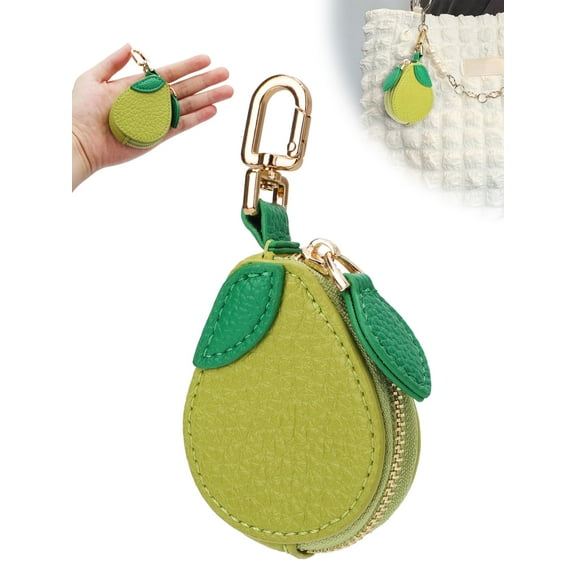 TSV PU Leather Coin Purse Keychain, Cute Mini Zipper Fruit Coin Purse Pouch, Cute Fruit Charm, 5 Styles