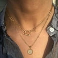 thumbnail image 4 of TURANDOSS Gold Initial Necklaces for Women, 14K Real Gold Plated Paperclip Chain Necklace Layered Necklace Set for Women, 4 of 5