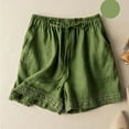 thumbnail image 2 of JJHGVB Womens Linen Shorts Linen Bermuda Shorts for Women Womens Long Shorts Womens Linen Shorts Beach Lightweight Short Beach Shorts with Pockets Flowy Shorts Wide Leg Shorts for Women Green M, 2 of 7