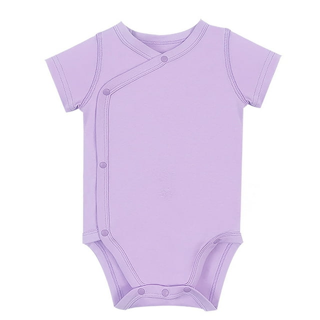 MIASHUI Baby Short Sleeve Side Snap Bodysuit Unisex Solid Color Soft Clothes,Purple,0-3 Months