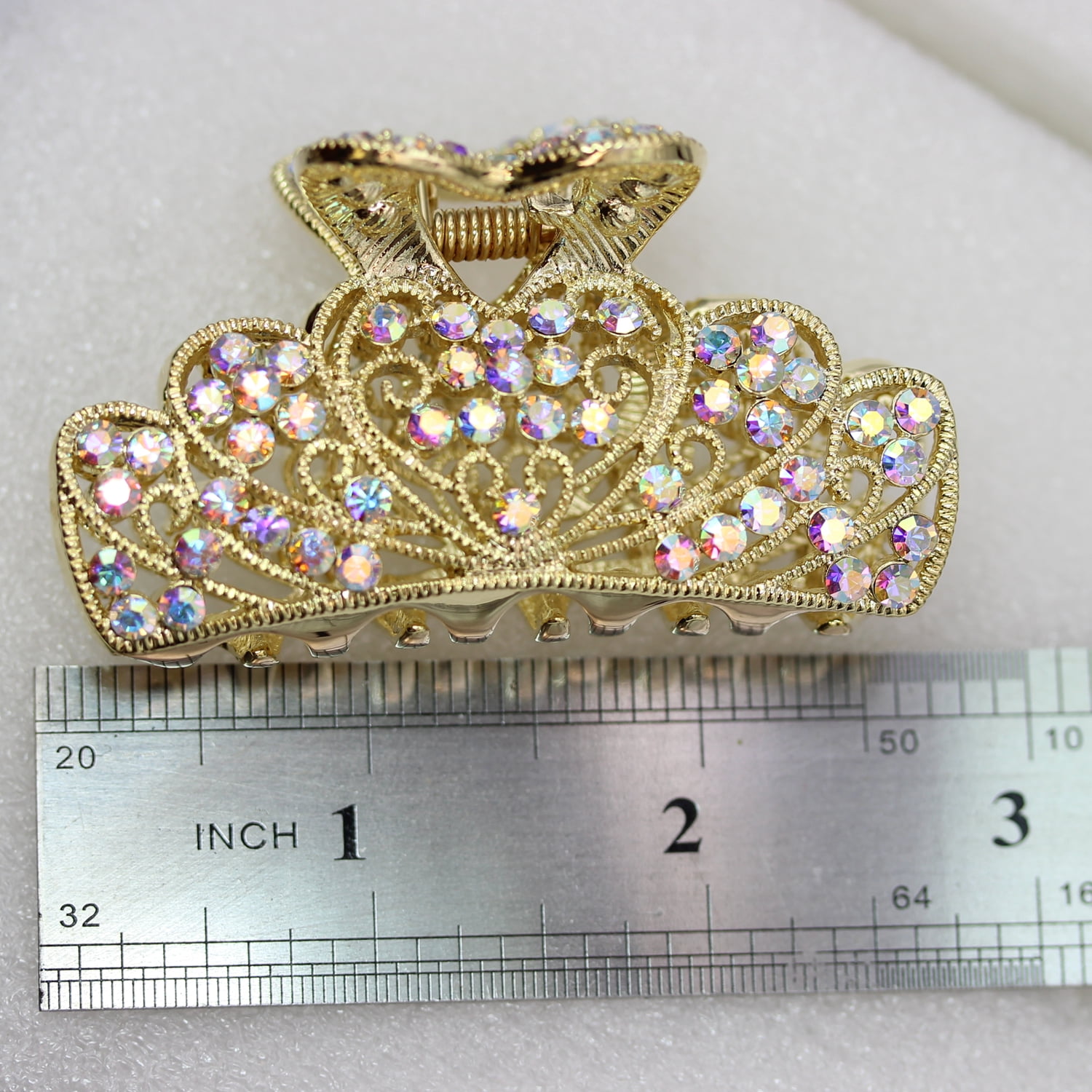 Faship Sparkling AB Rhinestone Crystal Floral Hair Claw Clips