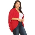 thumbnail image 3 of MOA COLLECTION Women's Plus Size Solid Dolman Sleeve Draped Open Front Chiffon Cardigan, 3 of 4