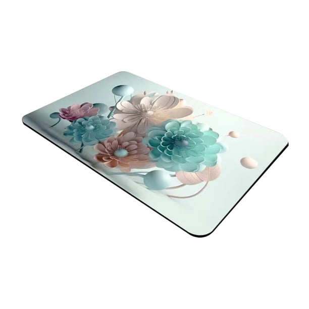 Alfombra de Piso de Baño Flor Alfombra de Suelo de Tierra Diatomácea, Baño Absorbente Alfombra de Pie Antideslizante, Alfombra de Secado, Alfombra de Baño, Alfombra de Piso de Interior de Suciedad