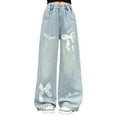 thumbnail image 3 of RIJOPUTY Baggy Jeans Girls Rain Pants Kids Toddler Sweat Pants Sweat That Look Like Jeans Teen Girl Clothes 12-14 Years Old Girls Clothes Size 14-16 Clothes for 7 Year Old Preppy Clothes, 3 of 9