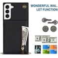thumbnail image 6 of Crossbody Women Wallet Case for Samsung Galaxy S21+ Plus (Not S21) with Card Holder, Removable Lanyard Strap Purse Cover for Samsung Galaxy S21 Plus Zipper Phone Case Black, 6 of 9