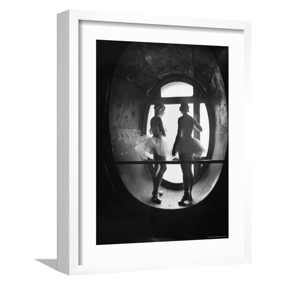 Art.com Silhouetted Ballerinas During Rehearsal for Swan Lake at Grand Opera de Paris Photographic Print by Alfred Eisenstaedt, White Frame Wall Art, 17" x 21"