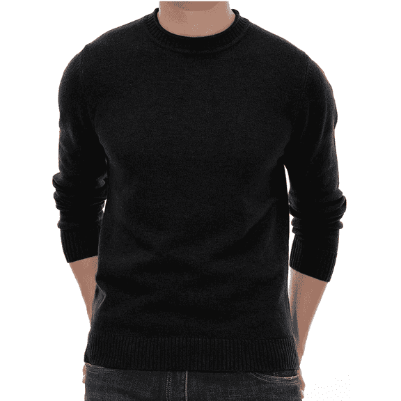 Puztloy Men's Sweater Pullover Crewneck Long Sleeve Lightweight Knit Soft Casual with Ribbing Edge Knitwear sweaters Black