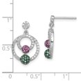 thumbnail image 2 of 925 Sterling Silver Multi Vert Rouge Cubique Zircone Cz Cercle Boucles d'Oreilles d'Oreilles, 2 of 6