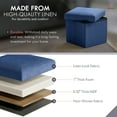 thumbnail image 2 of Ornavo Home 1 Pack Small Storage Ottoman Foldable Collapsible Cube Square Linen Ottoman Foot Rest Stool Seat, for Living Room, Bedroom, Home Office, Dorm - 12 x 12 x 12, Navy Blue, 2 of 7