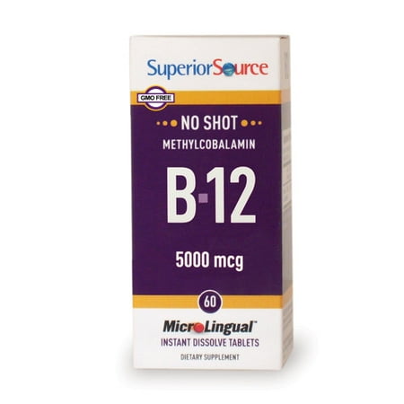 Superior Source No Shot Methylcobalamin B12 5000mcg, MicroLingual® Tablets, 60