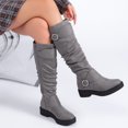 thumbnail image 4 of LOVE STEETLY Women's Slouchy Knee‑High Riding Boots, Round Toe Platform Side Zipper Casual Versatile Comfort Boot., 4 of 7