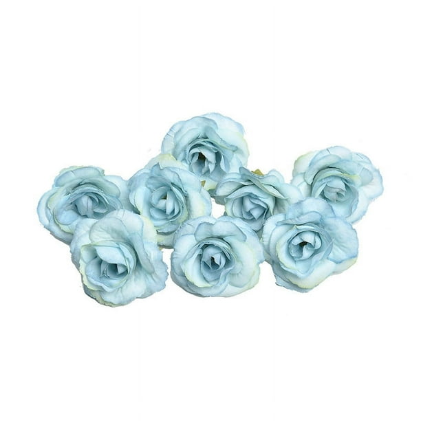 Nvzi 20 piezas de cabezas de flores de rosas artificiales, cabezas de flores de rosas artificiales de seda de 1,5 "-azul