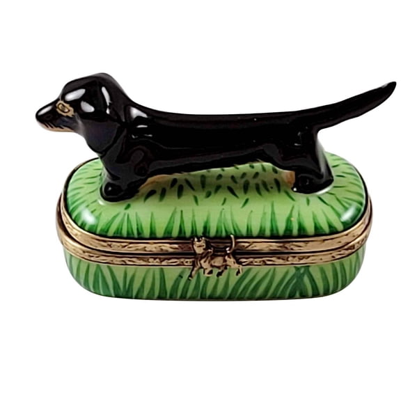 Untitled Aug15 20 39 Limoges Box: Black Dachshund Keepsake Limoges Box Porcelain Figurine