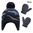 thumbnail image 4 of Gorro de dinosaurio, gorro de punto con pompón, guantes, manopla, conjunto cálido de invierno para bebé pequeño, 4 of 5