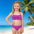 thumbnail image 2 of mgoYE Girl Swimsuits Size 7-8 Girl's 2 Piece Swimsuit Solid Spaghetti Strap Bikini Sets Beach Bathing Suit Swimwear for Teen Kids(Purple,5-6 Years), 2 of 4