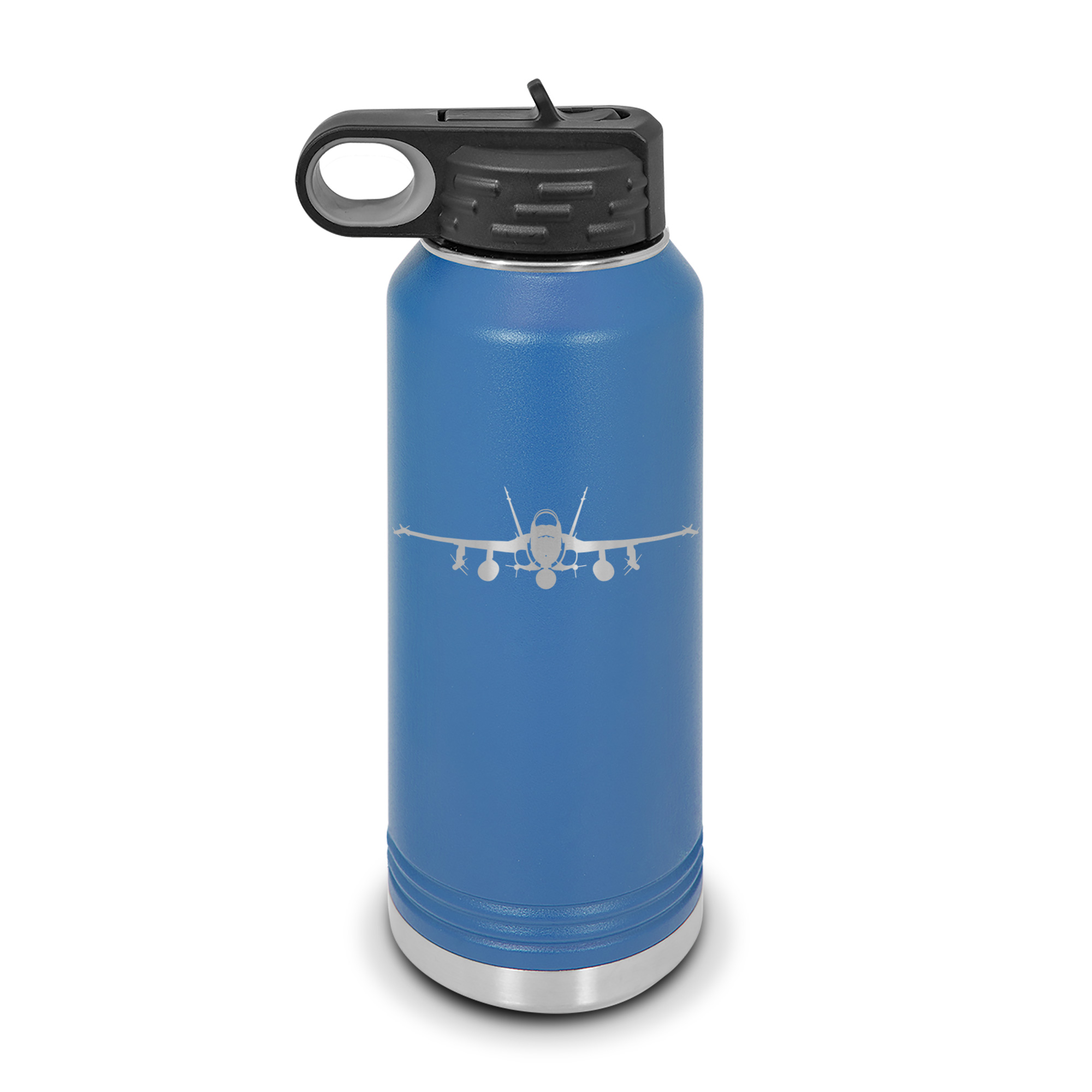 F/A18 Water Bottle 32 oz Laser Engraved w/ Flip Top Removable