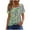 Green 05, variant on Women's Shirts Summer New Square Collar Short Sleeved T-Shirts Fashion Full Floral Printing Front Pleated Blouses Top Button Casual Loose Pullover Tops