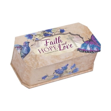 Faith Hope And Love Butterfly and Bird Glitter Musical Box Plays Tune How Great Thou Art