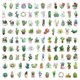 thumbnail image 3 of Juego de pegatinas de PVC con dibujos animados de plantas de cactus verdes, 100 unidades, 3 of 3