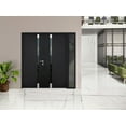 thumbnail image 3 of Front Exterior Prehung Steel Double Doors / Cynex 6777 Black / Side Exterior Window / Stainless Inserts Single Modern Painted-W72+12" x H80"-Left-hand Inswing, 3 of 6