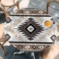 thumbnail image 2 of Brown Beige Boho Round Tablecloth, Fitted Table Cover with Elastic for 55"-60" Round Tables, Abstract Southwestern Ethnic Geometric Table Cloth Outdoor Indoor Dinning Party Waterproof Tablecloths, 2 of 7