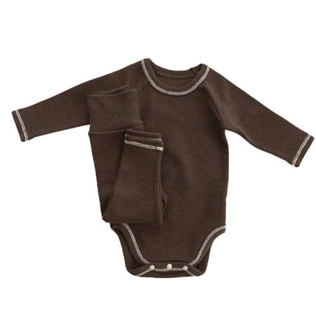 

Zlekejiko Baby Girls Boys Autumn Solid Cotton Long Sleeve Long Pants Romper Bodysuit Set Outfits Clothes