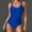 Blue, variant on One Piece Swimsuit Women Belly Control High Waist Ruched Mesh Bathing Suits Modest Slimming Sexy Square Neck Swimwear Solid Color
