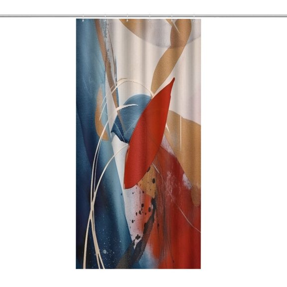 RKSupls Waterproof Shower Curtain, Blue Red Bird Abstract Polyester Shower Curtain with Hooks for Chic Elegant Home Bathtub Bathroom Decor Washable