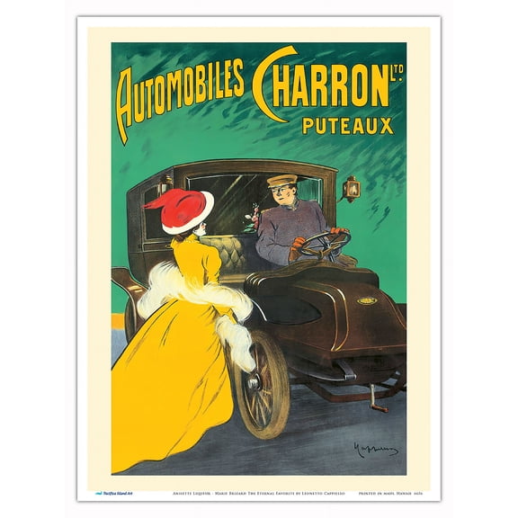Automobiles Charron Ltd. - Puteax France - Vintage Automobile Poster by Leonetto Cappiello c.1906 - Master Art Print (Unframed) 9in x 12in