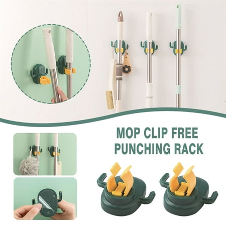 

Cacfwgk Hooks Clearance Sales Wall-mounted Mop Clip With Hook For Bathroom Nail-free And Traceless Mop Hanger