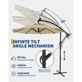 thumbnail image 3 of Parasol Déporté avec Base Incluse, Ombrage de 10 Pi pour 2 à 6 Personnes, Conception Extérieure Décalée avec Rotation à 360 Degrés et Inclinaison Infinie, Auvent Durable et Résistant à la Décoloration pour Terrasse, Piscine, Jardin, Cour Arrière, Beige, 3 of 8