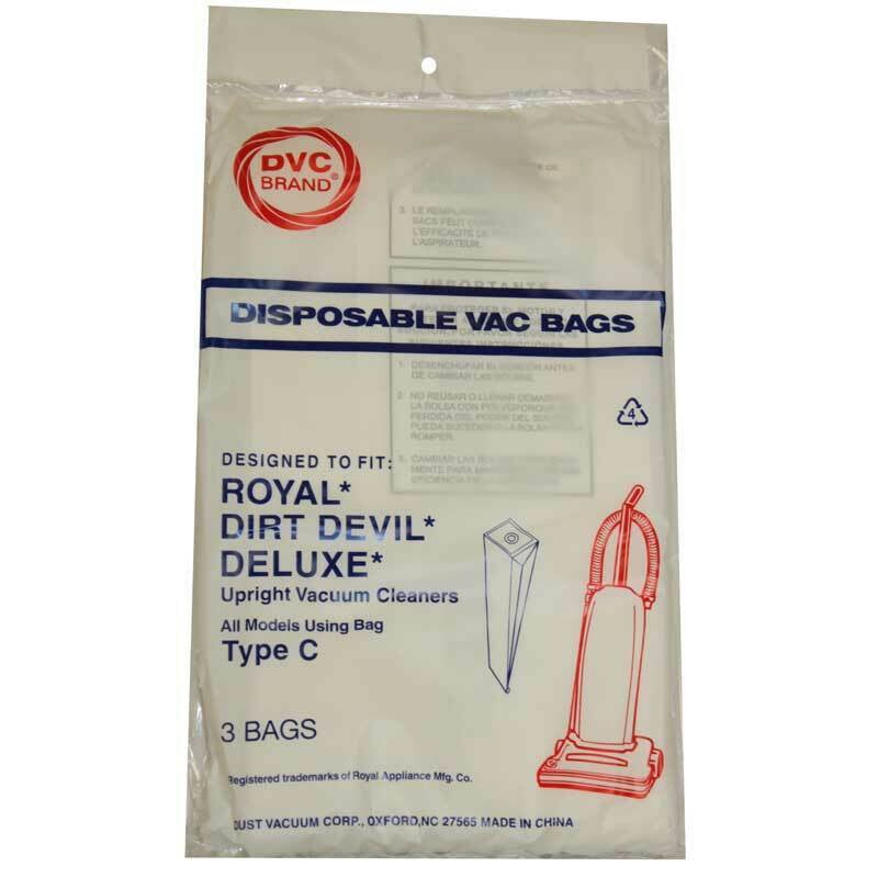 3 Royal Dirt Devil B Vacuum Bags Made by DVC 