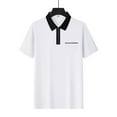 thumbnail image 3 of Men's Polo Shirts Casual Color Matching Zipper Short Sleeve Lapel Tops with Pocket Breathable Mens T Shirts White XXXL, 3 of 8