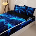 thumbnail image 3 of Homewish Blue Wild Lightning Zipper Twin Comforter Sets with Fitted Sheet and 2 Pillowcases,Modern Abstract Art Zipper Bedding Set,Black Reversible,4pcs, 3 of 8
