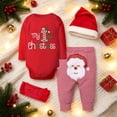 thumbnail image 2 of YDFCWXW Baby Girl Boy Christmas Outfit My 1st Christmas Infant New Year 4 Pcs Set, Cute Holiday Clothes (Red, Newborn), 2 of 9