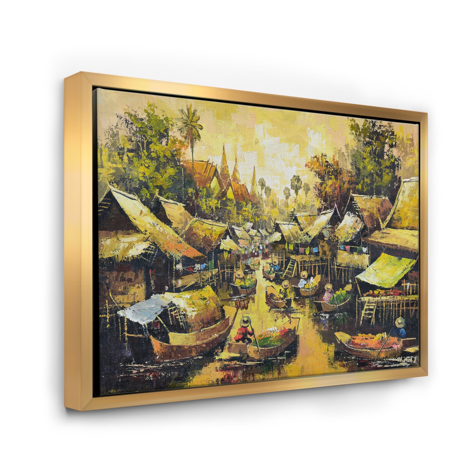 Designart 'Ancient Waterside Life II' Traditional Framed Canvas Wall Art Print