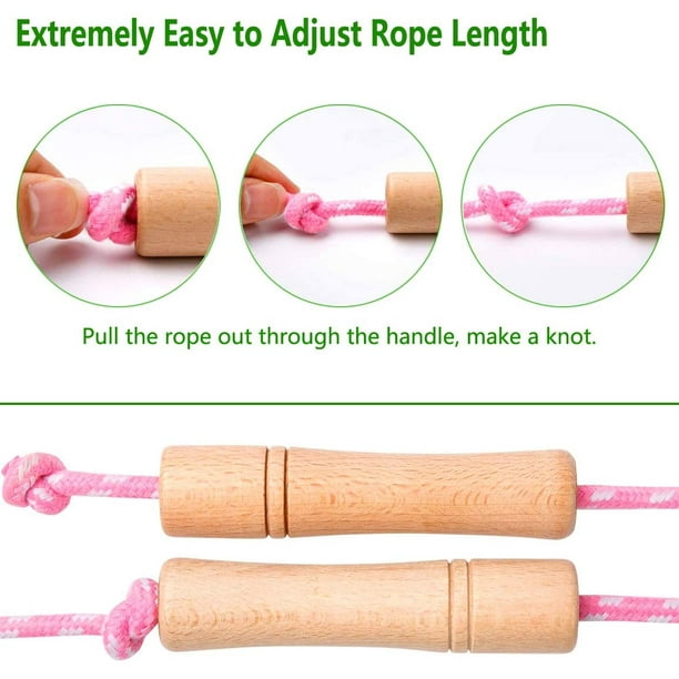 Cotton Jump Rope for Kids - Wooden Handle - Adjustable Cotton Braided  Fitness Skipping Rope - Outdoor Fun Activity, Great Party Favor, Exercise