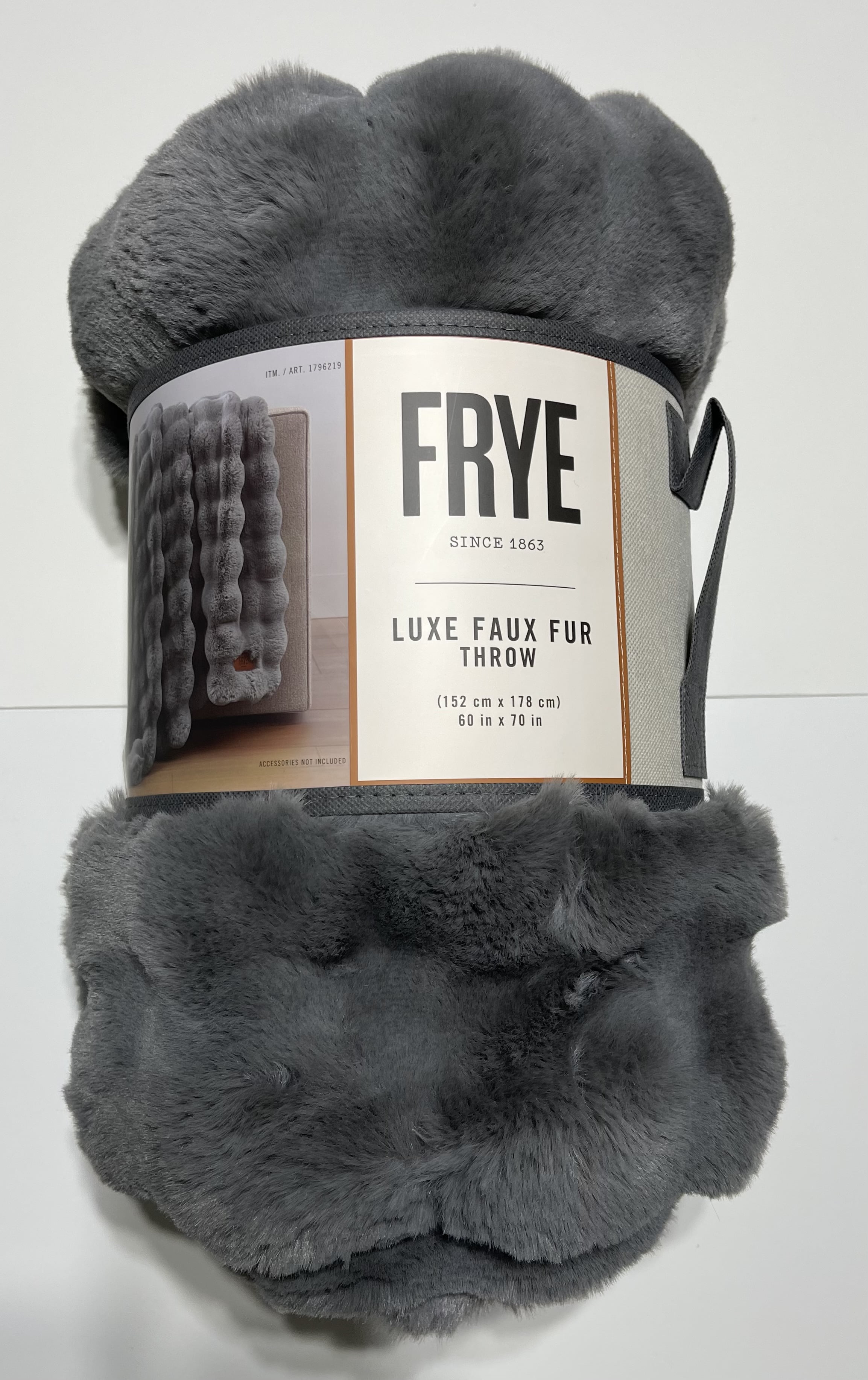 Frye Luxe Faux Fur Throw Blanket (60 in X 70 in) Gray