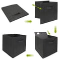 thumbnail image 5 of EZOWare Set of 4 Foldable Fabric Basket Bins, Collapsible Storage Organizer Cube 10.5 x 10.5 x 11 inch for Nursery, Playroom, Kids, Living Room - Black, 5 of 9