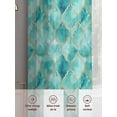 thumbnail image 7 of Teal Geometric Semi Sheer Curtains 54 Inch Length 2 Panels Set, Modern Morocco Abstract Art Sheer Kitchen Curtain Privacy Voile Window Curtain for Living Room Bedroom Rod Pocket Drapes, 7 of 7
