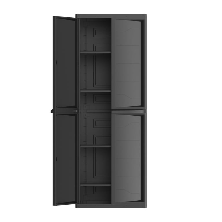 Industrial Rustic Black Tall Cabinet with Storage Metal 50 in
