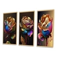thumbnail image 3 of Designart "Hyperrealistic Rainbow Peony with Liquid Gold Drips IV" Floral & Botanical Framed Wall Art Set Of 3 - Multicolor Peonies Frame Gallery Wall Set For Home Decor, 3 of 6