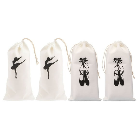 Clispeed 4pcs Ballet Shoe Bag Satin Drawstring Design for Women Travel