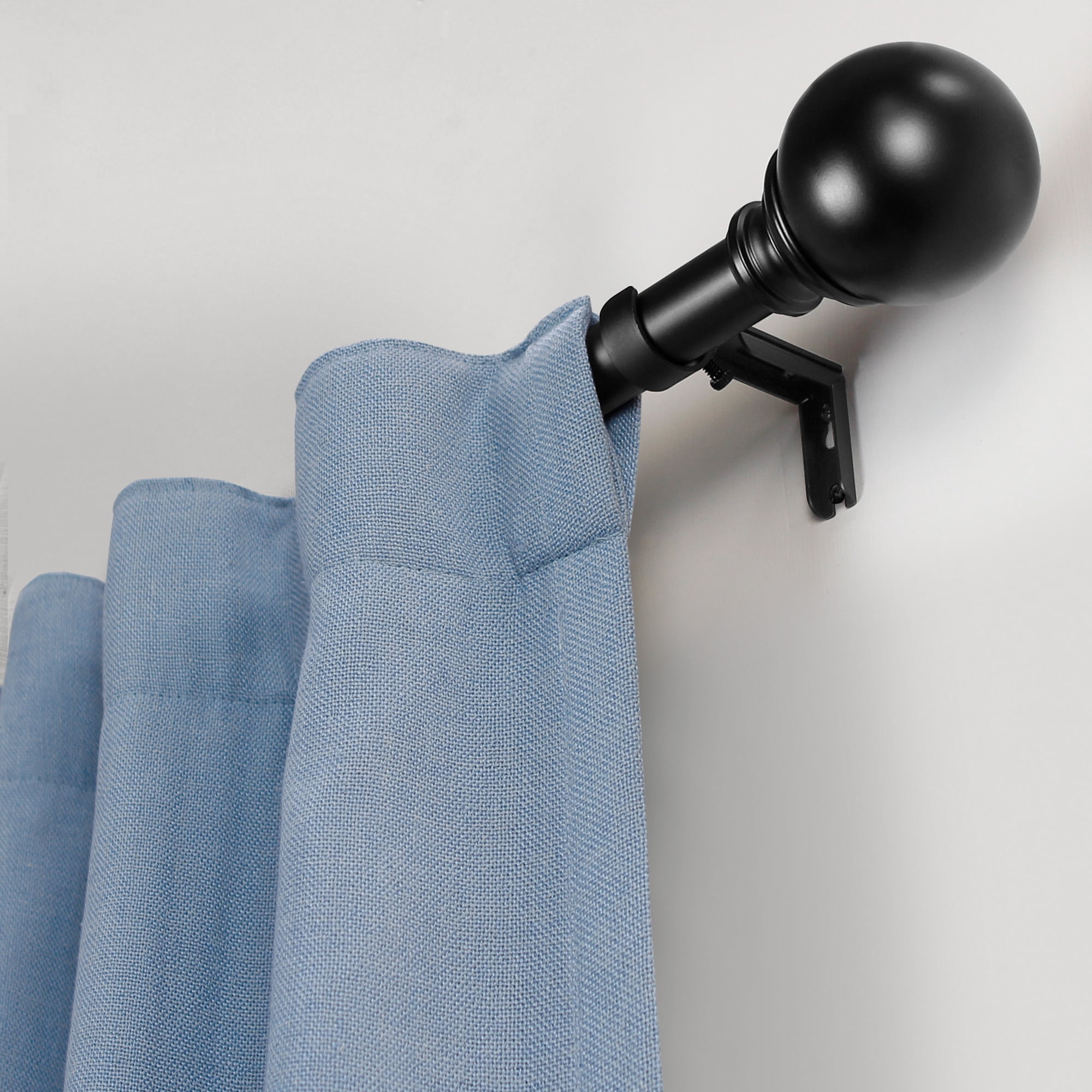 Better Homes & Gardens 1 in Matte Black Ball Single Curtain Rod, 32 in to 120 in