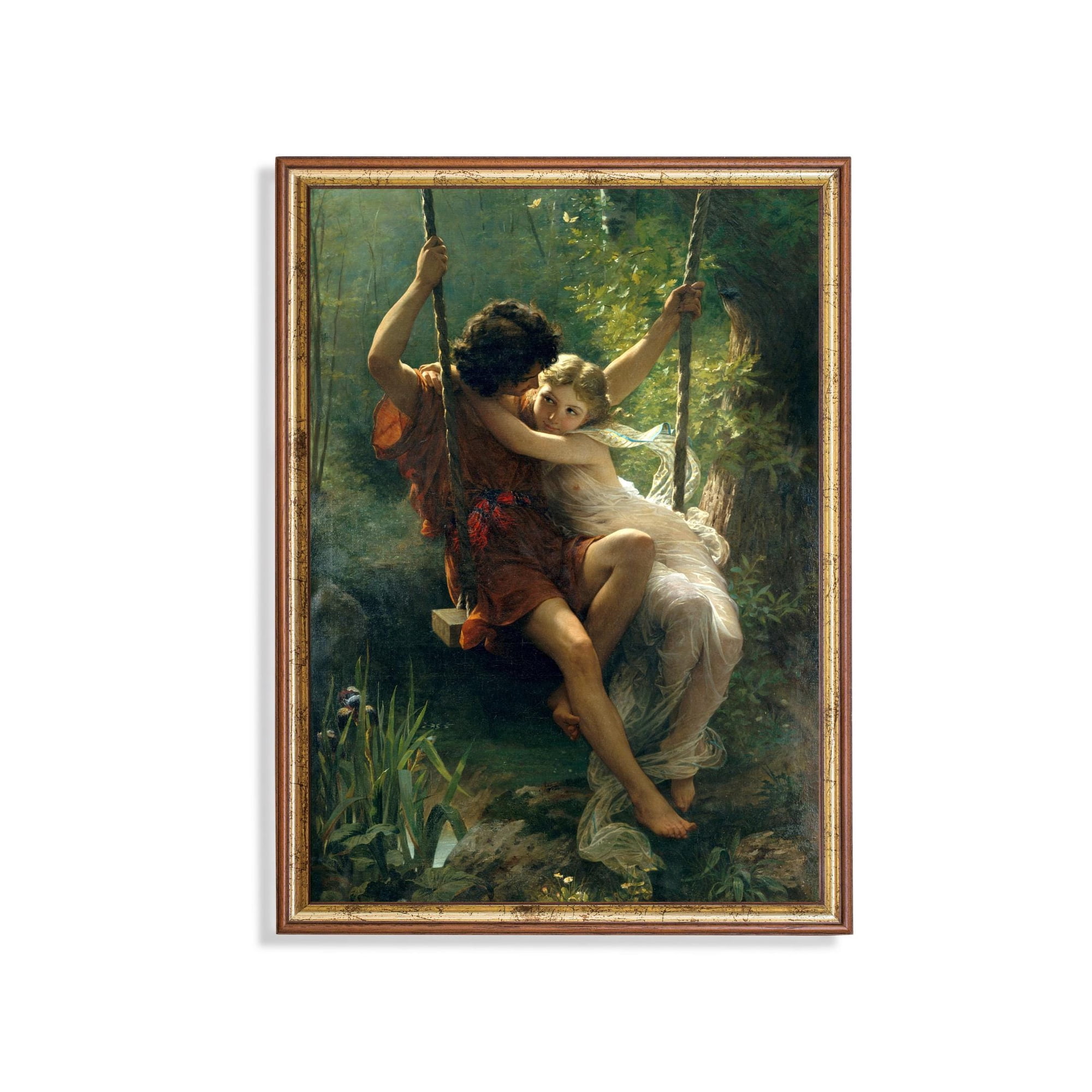 Pierre Auguste Cot Springtime Lovers On A Swing Poster , Poster Print Only