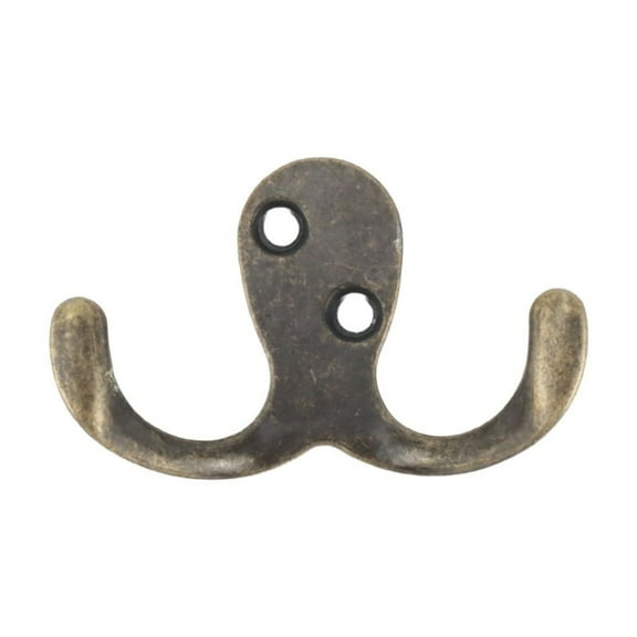 Aonity 1X Retro Coat Hook, Double Fork Coat and Hat Hook Wall Mounted Antique Brass Wall Hook Practical Rural Hook Suitable for Jackets Scarves Bags Towels Keys Hats Cups Hats