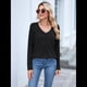 thumbnail image 5 of Camisetas de Larga para Mujer, Cuello en V, Suaves, Básicas, Holgadas, Informales, Moda de Otoño. Negro XXL, 5 of 10