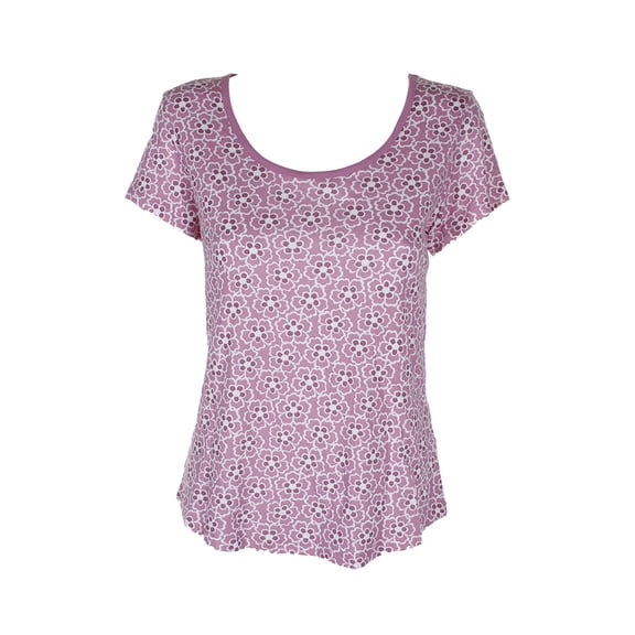 Charter Club Pink Short-Sleeve Floral Printed Cotton Knit Pajama T-Shirt XS