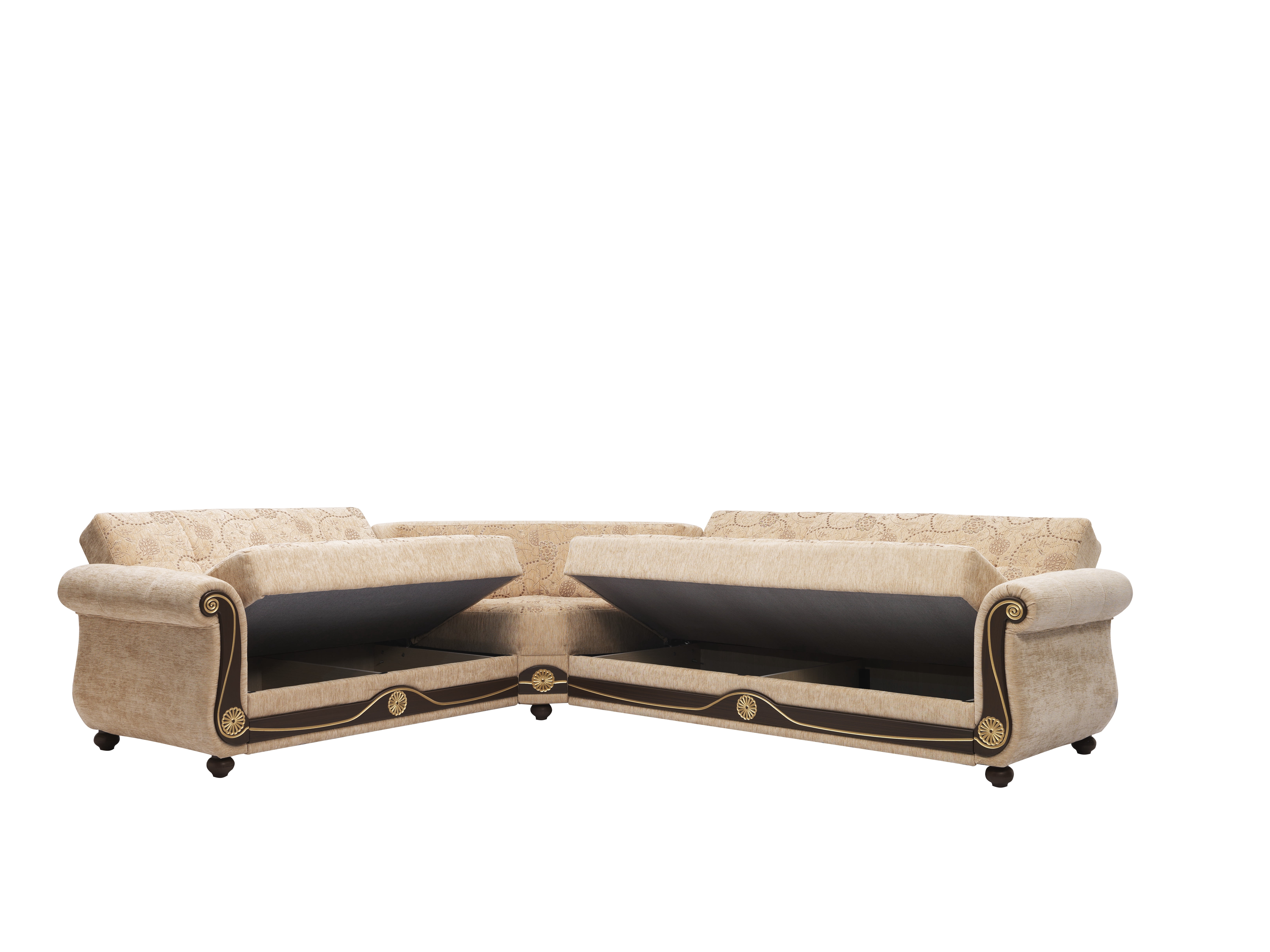 Ottomanson Convertible Sleeper Sectional Sofa Bed with Hidden Storage, Firm Comfort Extra Seating, Beige